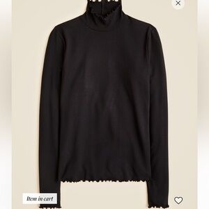 NWT JCrew Refined Lettuce-Trim Black Turtleneck